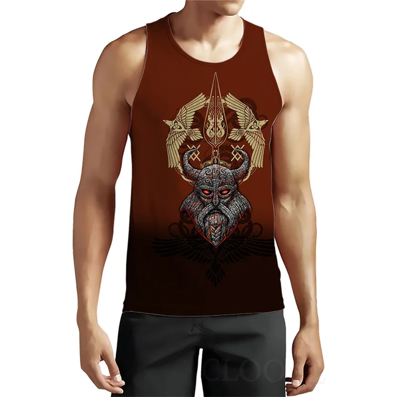 Vintage Men\'s Gothic Style Tank Tops Summer Sleeveless 3D Print Viking Top Man Clothing Loose Casual Hot Hip Hop Streetwear Vest