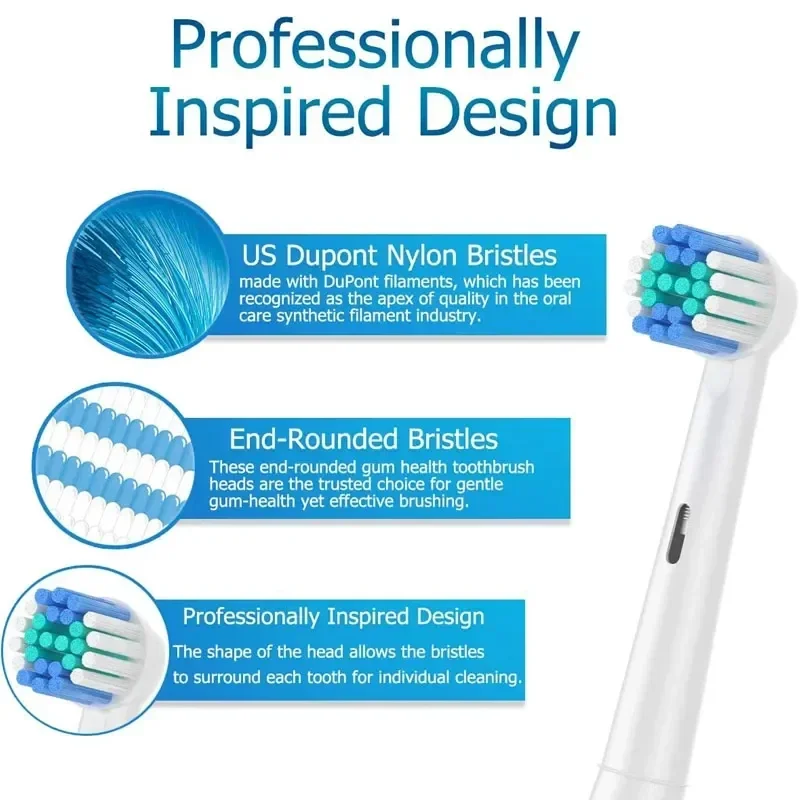 Cabezal de cepillo de dientes Compatible con cepillo de dientes eléctrico Oral B Braun, cabezales de repuesto de precisión para Pro Smart Genius, 16 Uds.