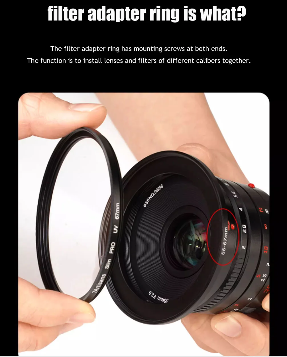49/52/55/58/62/67/72/77/82mm Filteradapter Step-Up Adapter Filteradapter Step Up – Detail 2