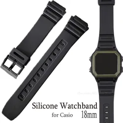 18mm Silicone Black Replacement for Casio F-91W F105 F108 A158W A168 AE1200 AE1300 W800H Men Women Sport Soft Watch Band Strap