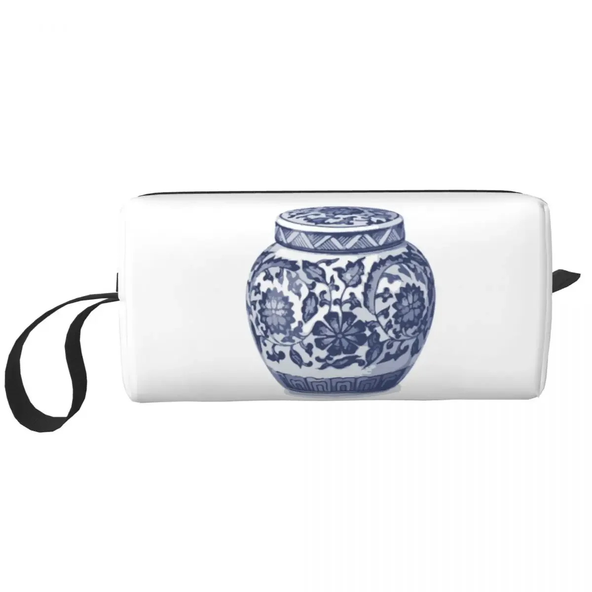 Indigo Blue Hamptons Ginger Jar Chinoiserie Vase Large Makeup Bag Beauty Pouch Travel Cosmetic Bags Blue Delft Toiletry Bag