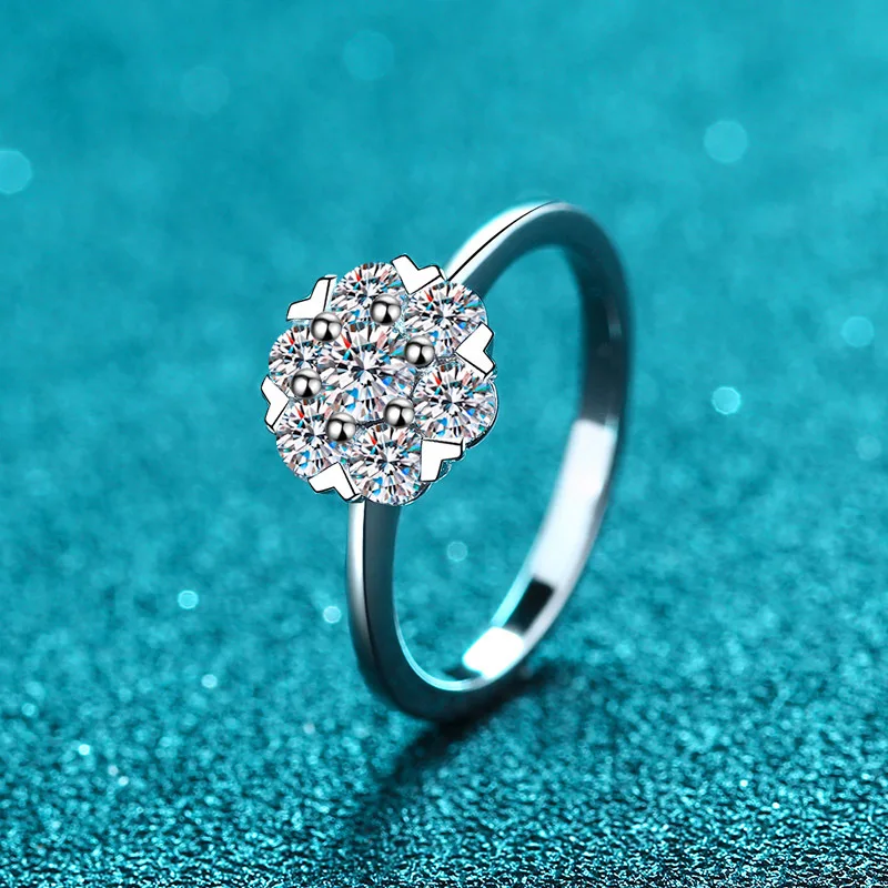 

PT950 Heart Moissanite Ring Six Prong Platinum Wedding Band Designer Inspired Light Luxury Timeless Lovejewelry for women