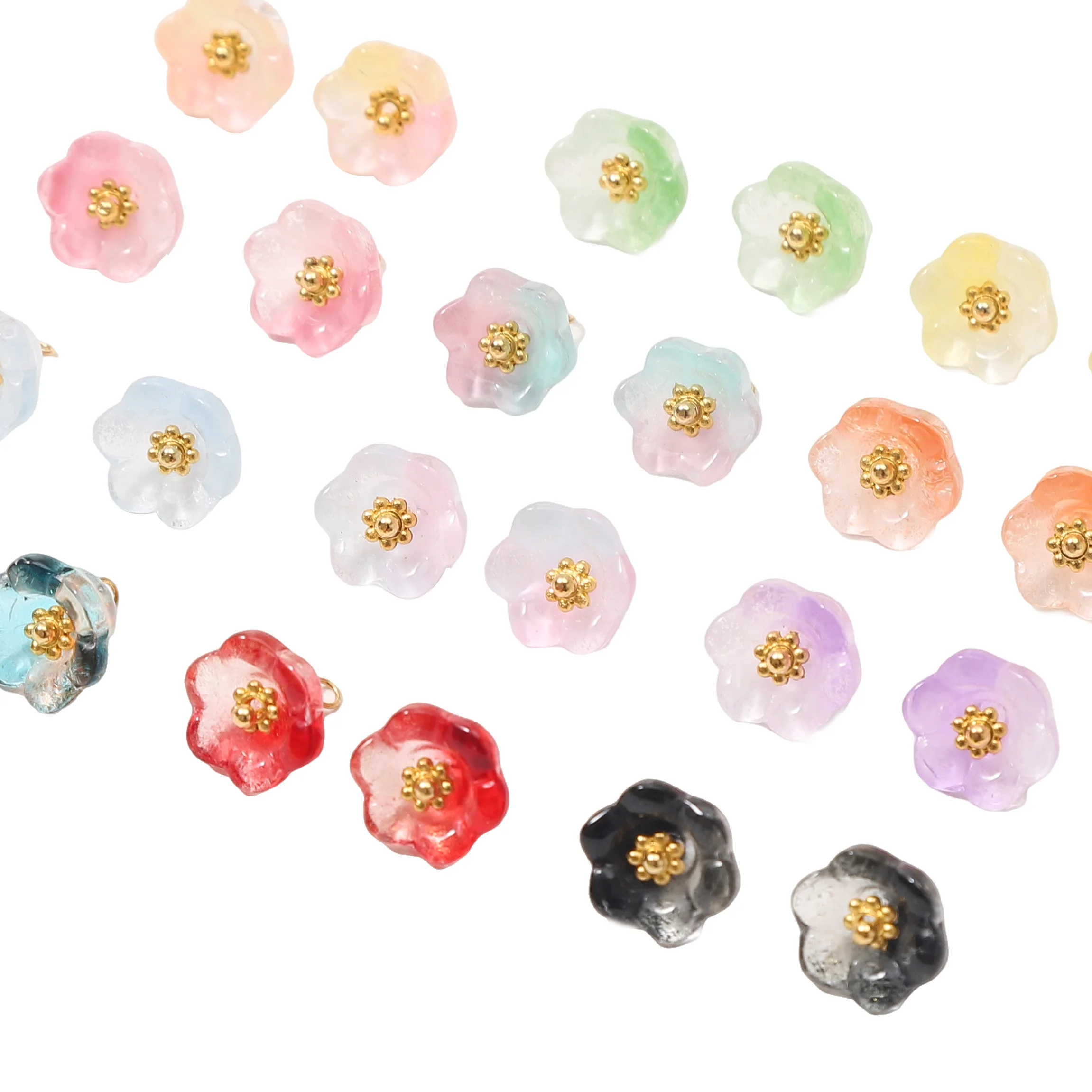 5 Stück Blumen-Glasperlen Glockenblumen-Abstandshalterperlen-Kappen für DIY-Perlenarmbänder Schmuckherstellung Zubehör – Detail 3