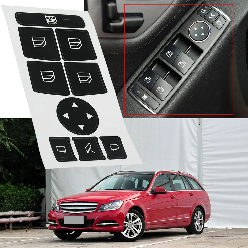 1Set Black Car Button Central Control Repair Stickers for Mercedes Benz GLK350 C Class CLS C218 SLK W172 W204 W212 W218 W207