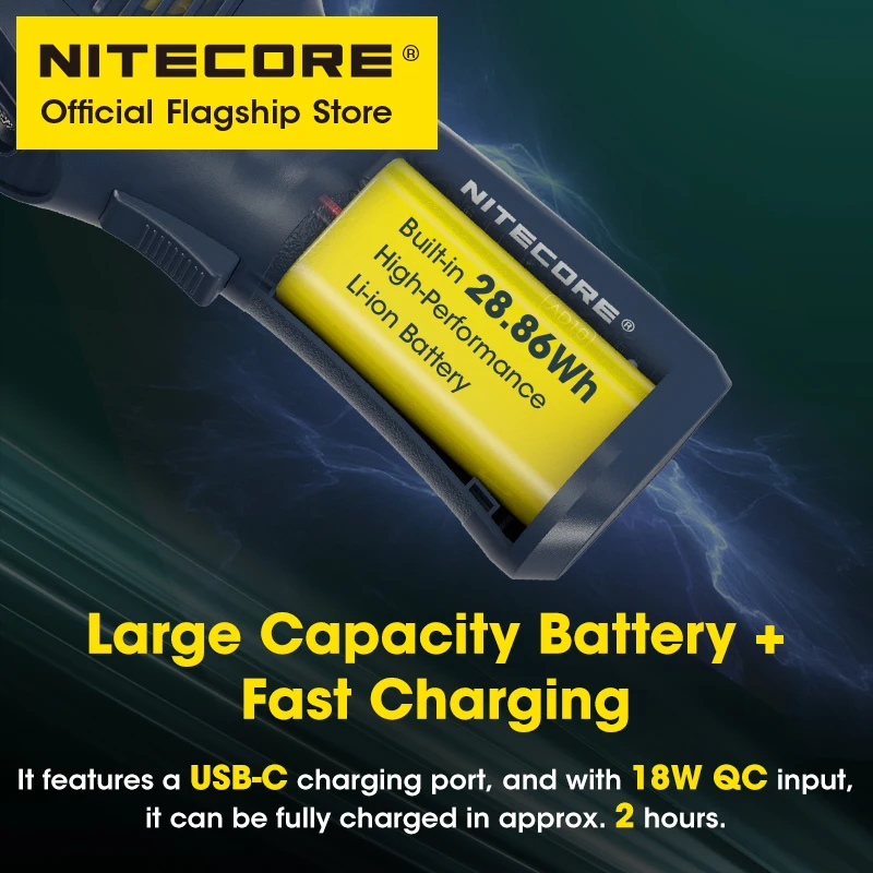Nitecore-Espanador de ar elétrico sem fio, USB C, recarregável, ventilador de mão, limpador para câmera, teclado, computador, AD10, 18W