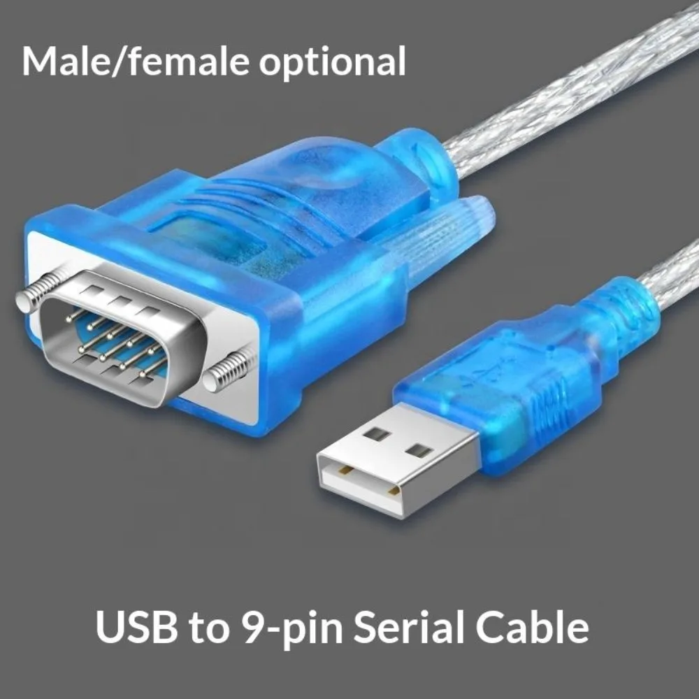 USB 2.0 to RS232 DB9 9Pin Male Female Serial Converter Adapter Cable COM Port Cord  For Windows 10/7/8/98/2000 PC Computer