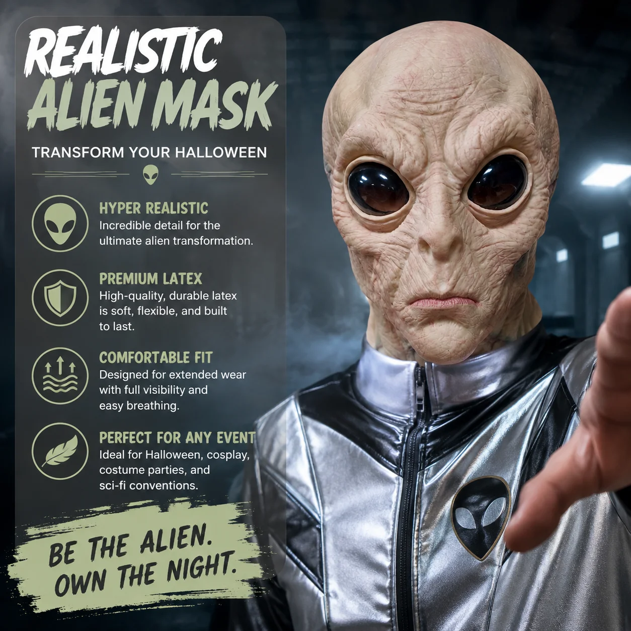 Realistic Alien Full Head Mask - огляд і ціна Latex Alien Mask Realistic
