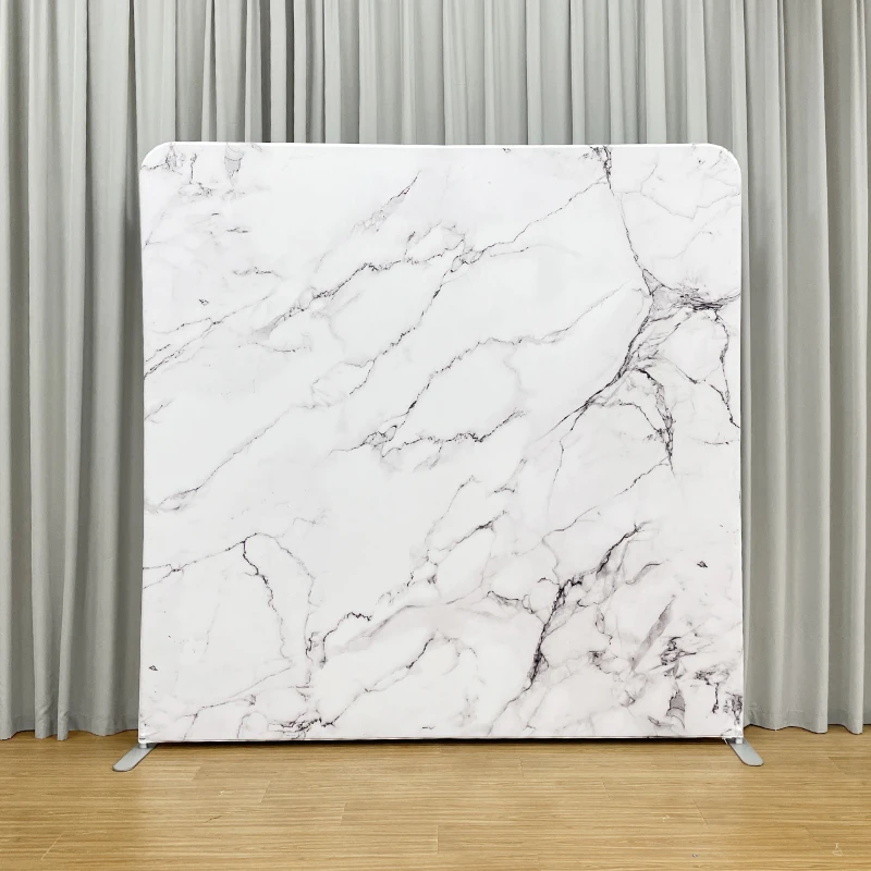 Foldable 8x8ft Aluminum Frame Custom Tension Fabric Double Sided Photo Booth Bracket Banner Pillowcase Background Display
