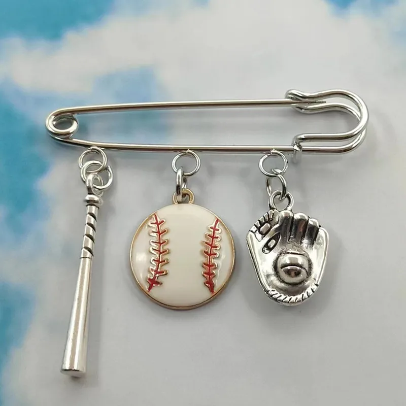 Lovely enamel sports brooch I like baseball Baseball glove pin men's souvenir boy DIY handmade jewelry