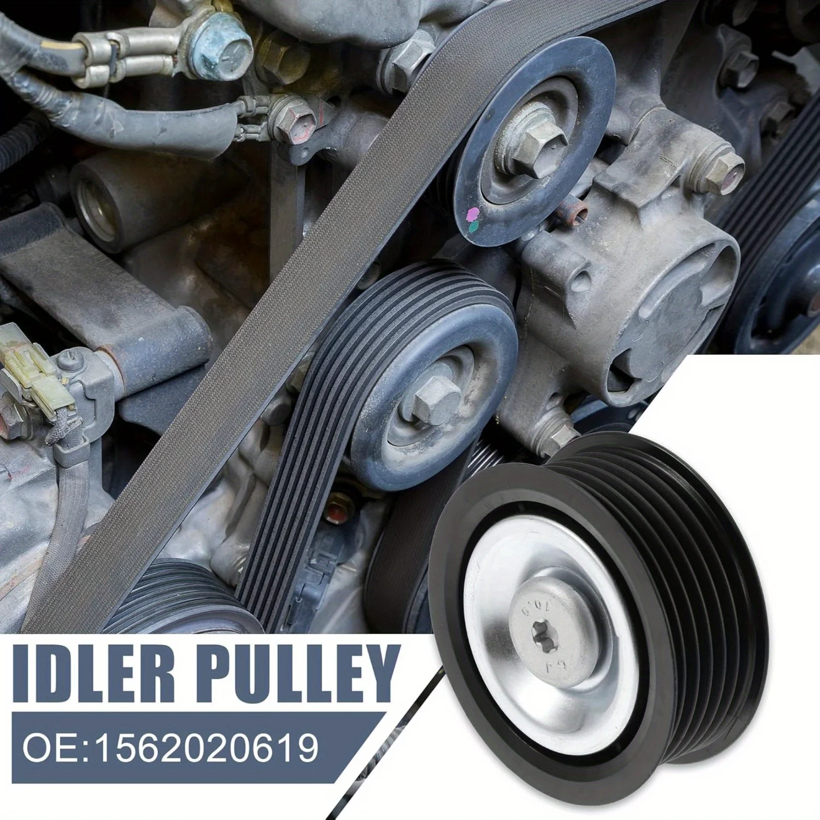 Belt Drive Idler Pulley 1562020619 for Benz M156 C63 AMG 2008-2015, CL63  S63 2008-2010, CLK63 CLS63 E63 ML63 SL63 AMG 2007-2011