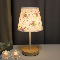 Nordic classic solid wood fabric table lamp - exquisite lampshade, USB power supply, perfect bedroom bedside decorative light