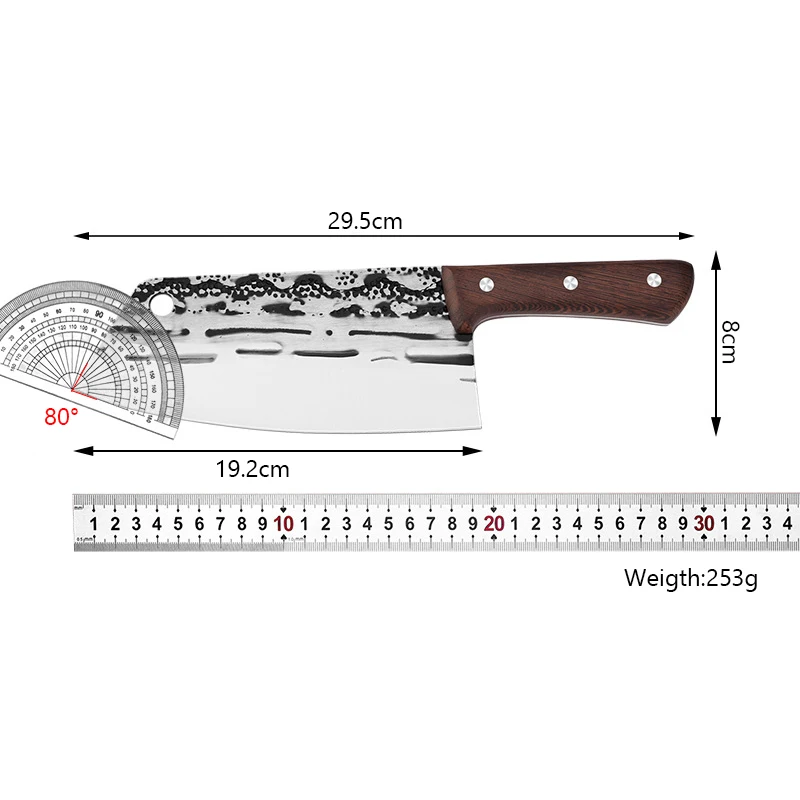 Forged Wood Handle Kitchen Knife Chinese Chef Slicing Cleaver Meat Fish Vegetable Knife Full Tang Knife