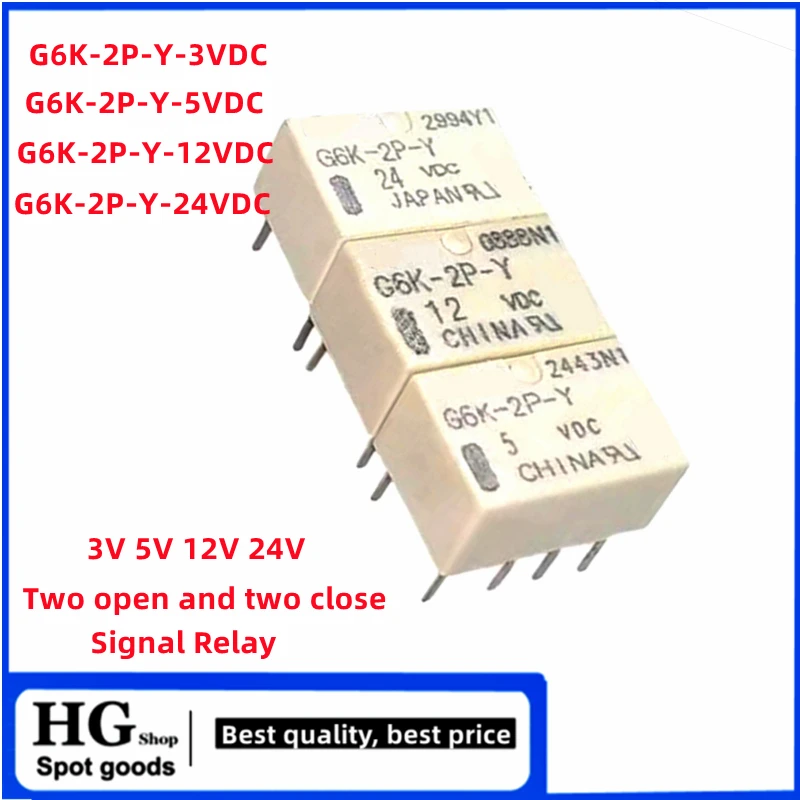 5PCS/Lot G6K-2P-Y-3VDC G6K-2P-Y-5VDC G6K-2P-Y-12VDC G6K-2P-Y-24VDC DIP-8 3V 5V 12V 24V Two open and two close  Signal Relay