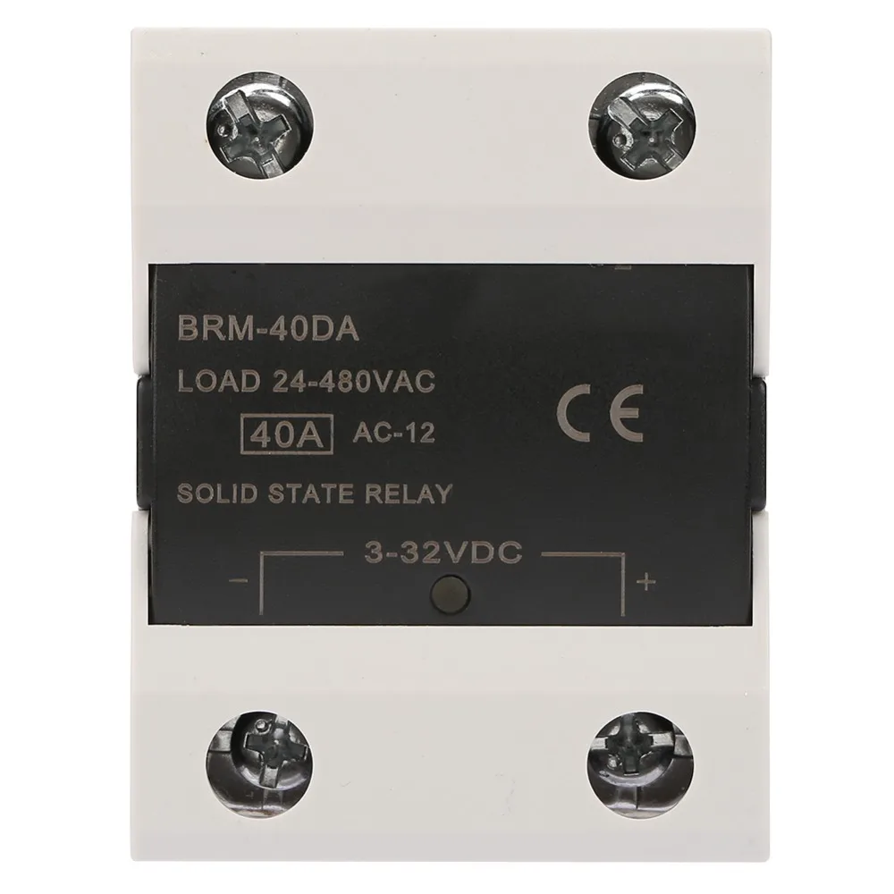 

BRM-40DA Relay Input 3-32VDC DC Control AC BRM-40 Relay Solid State Design Load 24-480VAC 40A Solid State Relay