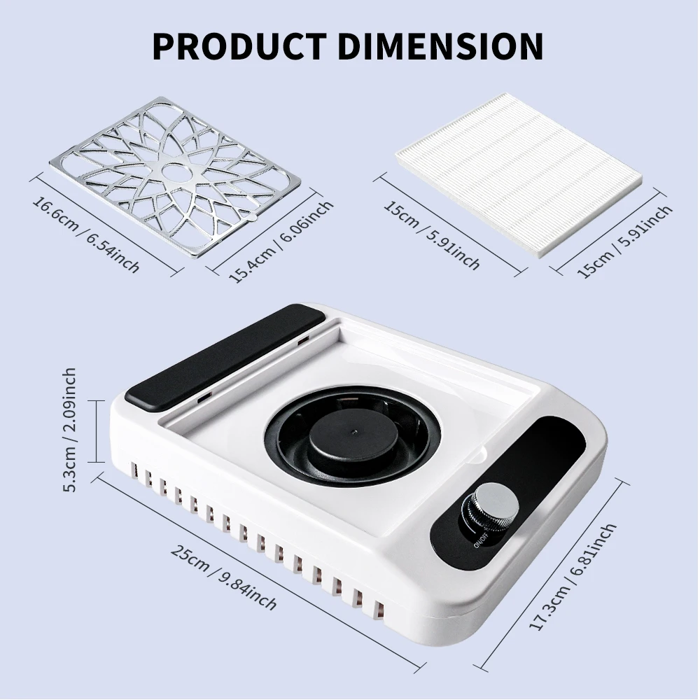 強力なネイルダストコレクター、プロ用ネイルポリッシング掃除機、取り外し可能なフィルター付き、ネイルサロン用掃除機