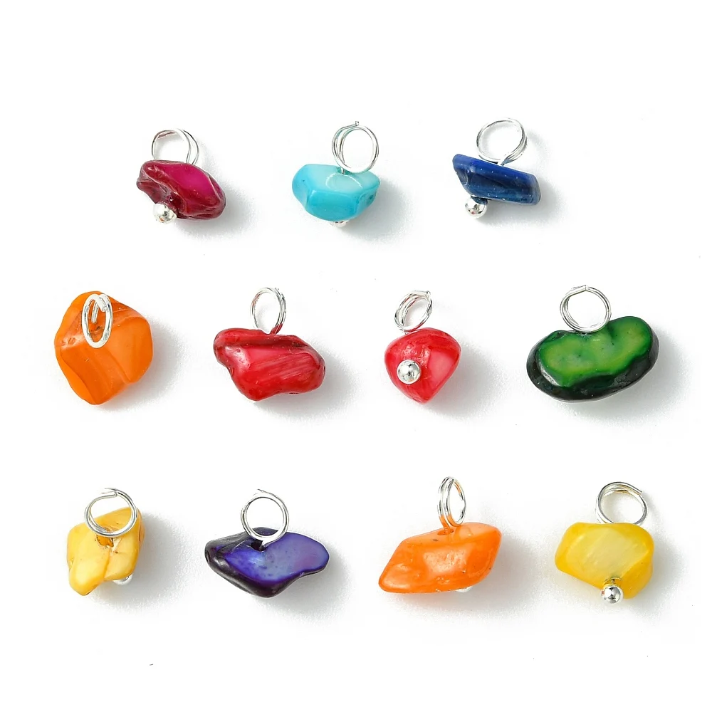 PandaHall 200 Stück natürliche, gefärbte Muschelanhänger mit Messingösen, gemischte Farben, 8~9x5~10x4,5~7 mm, Loch: 3,5 mm, für die Schmuckherstellung – Detail 10