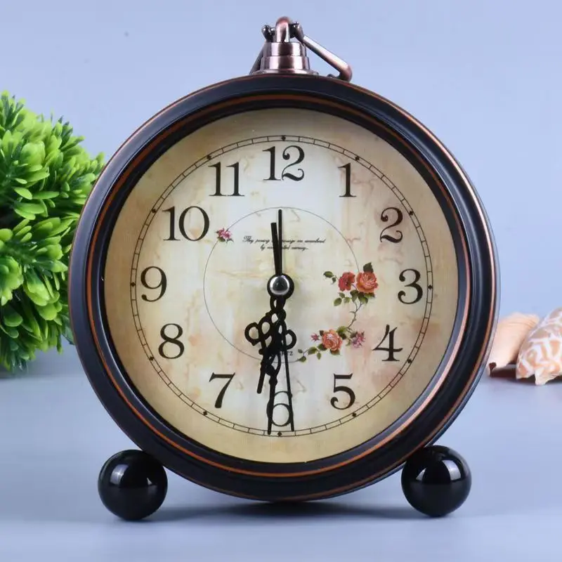 Vintage Metal 5 Inch Silent Desk Alarm Clock Bedroom Living Room Table Clock