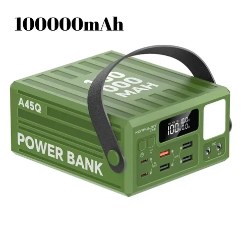 Портативное зарядное устройство (Power Bank) 100000 мАч для кемпинга, быстрая зарядка 22.5 Вт, внешний аккумулятор для iPhone и Xiaomi