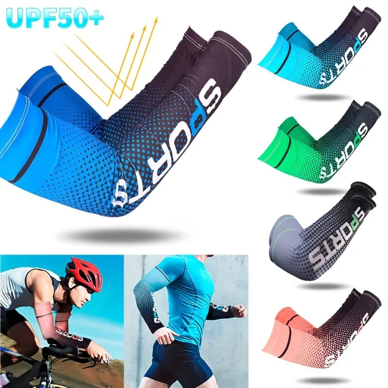 2pcs Men Sun UV Protection Ice Silk Long Sleeve Cover Arm Sleeves Sunscreen Outdoor Arm Cool Sports Cycling Hand Protector New