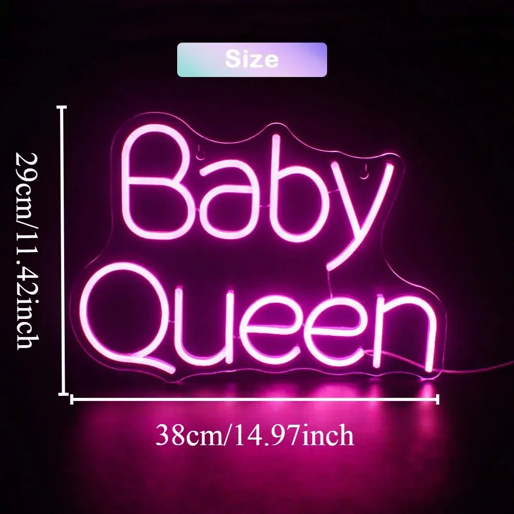Baby Queen Neon Sign Pink Led Neon Light for Wall Decor USB Powered for Bedroom Game Room Aesthetic Wedding Birthday Party Gifts