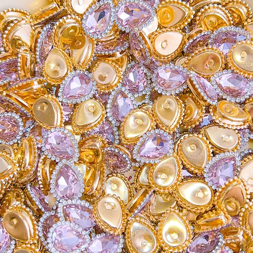 Imagen 2 del producto 50 Uds. De diamantes de imitación con forma de gota de agua, parte trasera dorada o plateada para bricolaje, zapatos de vestir de boda, accesorios de decoración, cristal plano