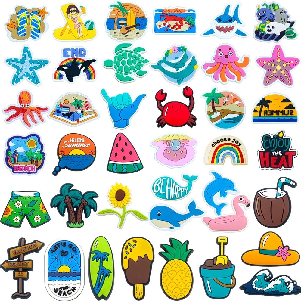 

Summer beach style Shoe Charms DIY Accessories For PVC Decorations Fit to Bubble Slides Sandals ﻿