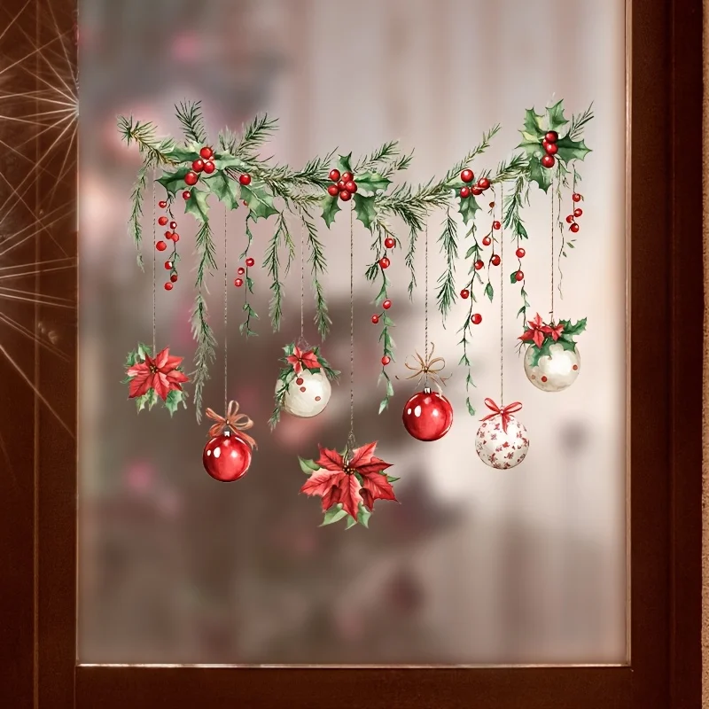 1 Stück Weihnachts-Fensteraufkleber Frohe Weihnachten Dekoration für Zuhause Anhänger Weihnachtsaufkleber Ornament Navidad Natal Neujahrsgeschenk