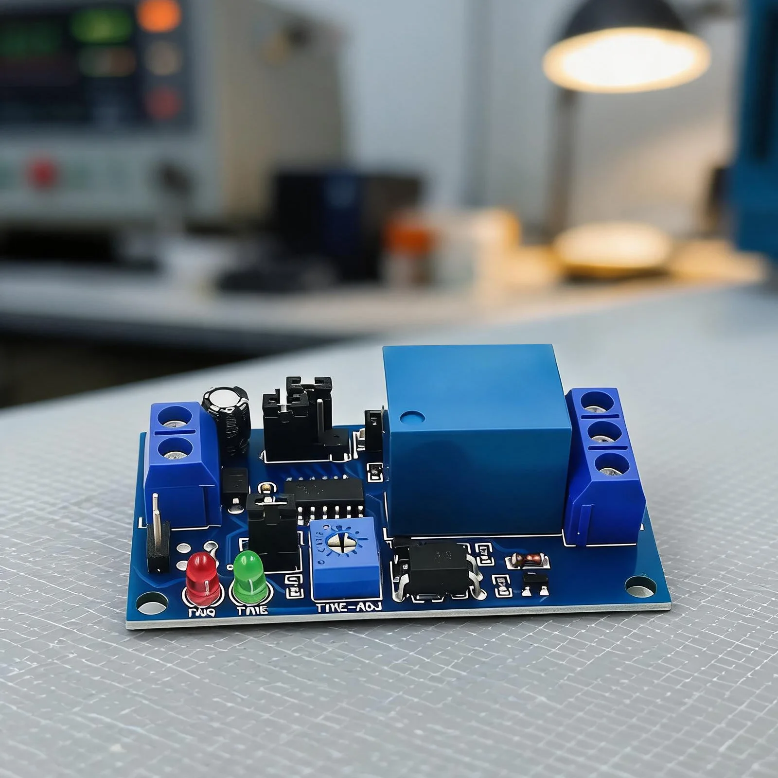 12V DC Delay Turn On Turn Relay with Potentiometer Adjustment and Electrical Isolation for Safe Load Switching