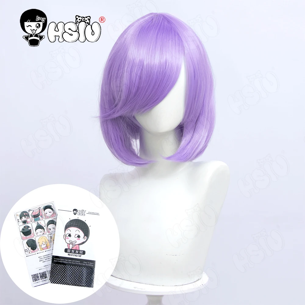 Peruka do cosplay peruka syntetyczna HSIU peruka z krótkim bobem proste włosy złoty różowy czerwony niebieski fioletowy dla kobiet 35cm 23 kolorowe peruki + czapka darmowa peruka — zdjęcie 4