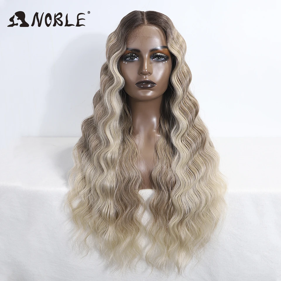 Noble Lace Front Wig Cosplay Wig Wavy 28 Inch Body Wavy Lace Part Wig For Women Brown Wig synthetic Wig High Quality Lace Wig