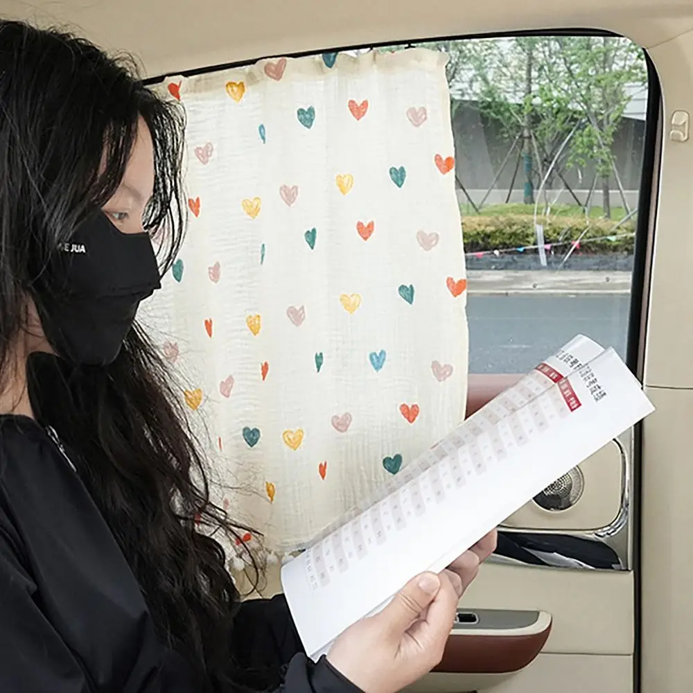 Embedded Rail Car Curtains Privacy Divider Heat Insulation Car Sunshades Love Bear Printed Auto Window for Car Accessories