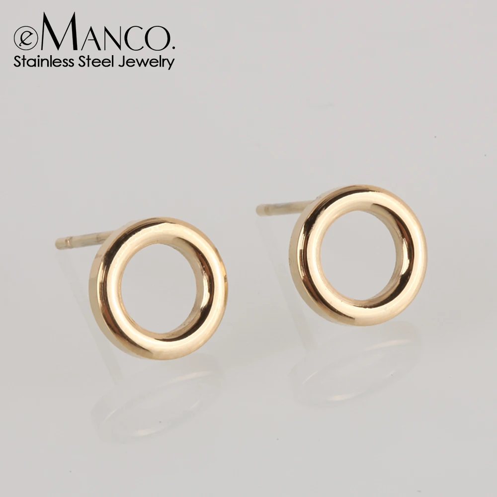 E-Manco Pendientes pequeños redondos con pasador de seguridad para mujer, pendientes de acero inoxidable, pendientes de moda, joyería