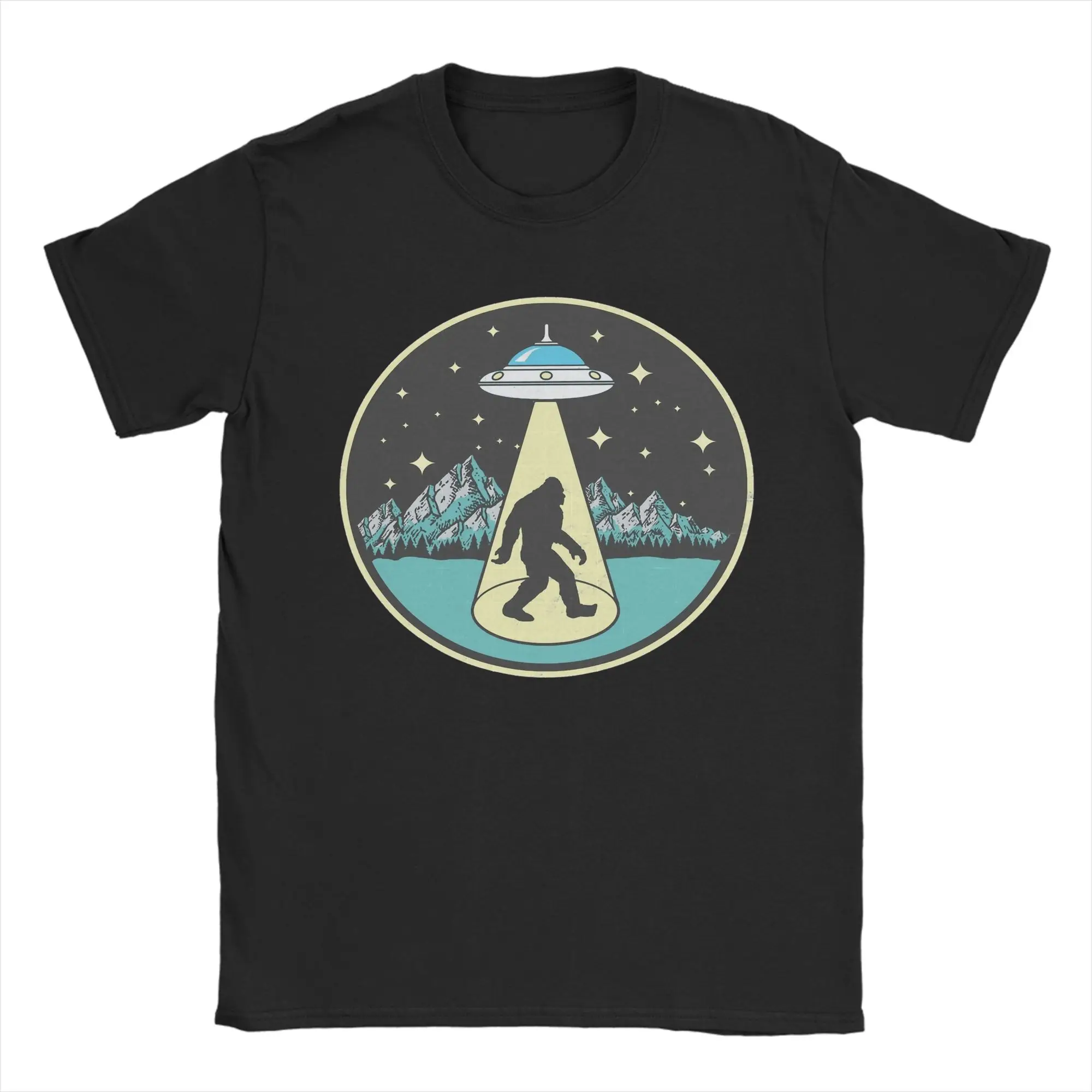 Bigfoot Abduction Vintage Sasquatch T Shirt Pure Cotton Funny T-Shirt Cryptids  Tee Shirt Short Sleeve Clothing Original
