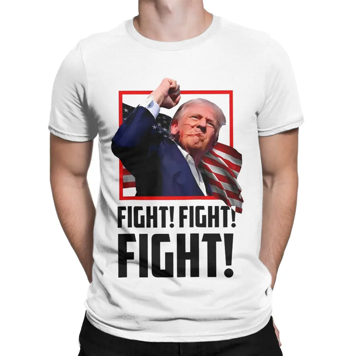 Humor Donald Trump Fight! Fight! Fight! T-Shirts Men Women's Cotton Shooting Trump Tees Shirt Classic Clothing