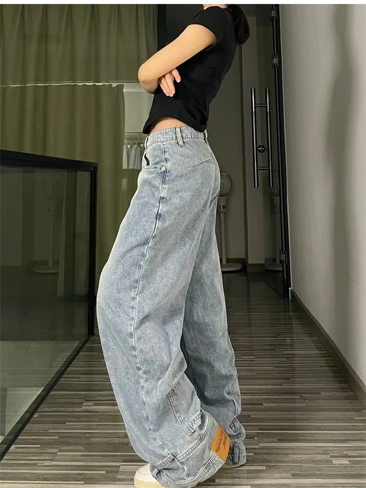 Casual jeans reversible pants ins fashion American retro Y2K loose high waist jeans women street clothing loose trousers pants - Image 3