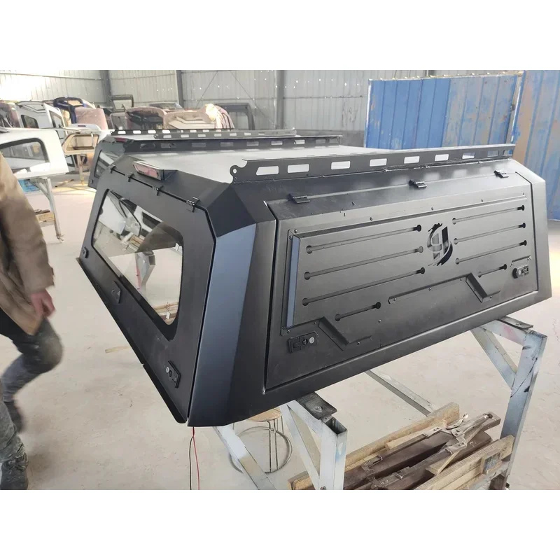 KQX Hot Selling Black Steel High Profile Hard Top Canopy Universal Pickup Truck Bed Topper Camper Replacement Accessories
