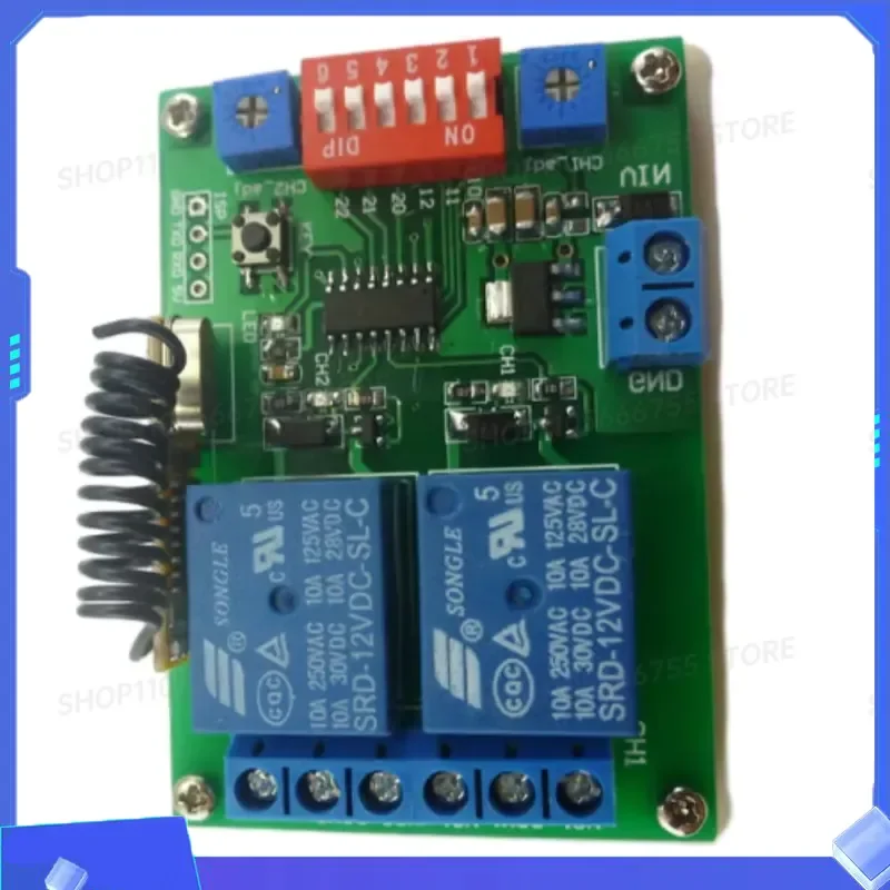 433M DC5V 2 Channel Multifunction Wireless Controller Timer Delay Relay Learning Code for EV1527 PLC Control Relay Module
