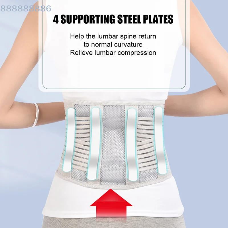 [B]Black Mesh Breathable Waist Belt Lumbar Support Waist Belt Health Therapy Breathable Back Spine Support Corset