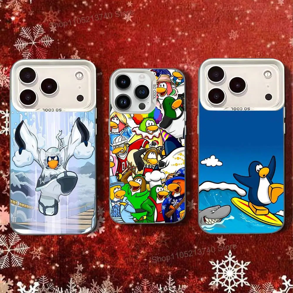 Game ClubS Penguin-S-ES Voor iPhone 14,16,15,17,13,12,11,Pro,SE4,Max,Plus,Air,Mini Telefoonhoesje Wit Snoep Schokbestendig