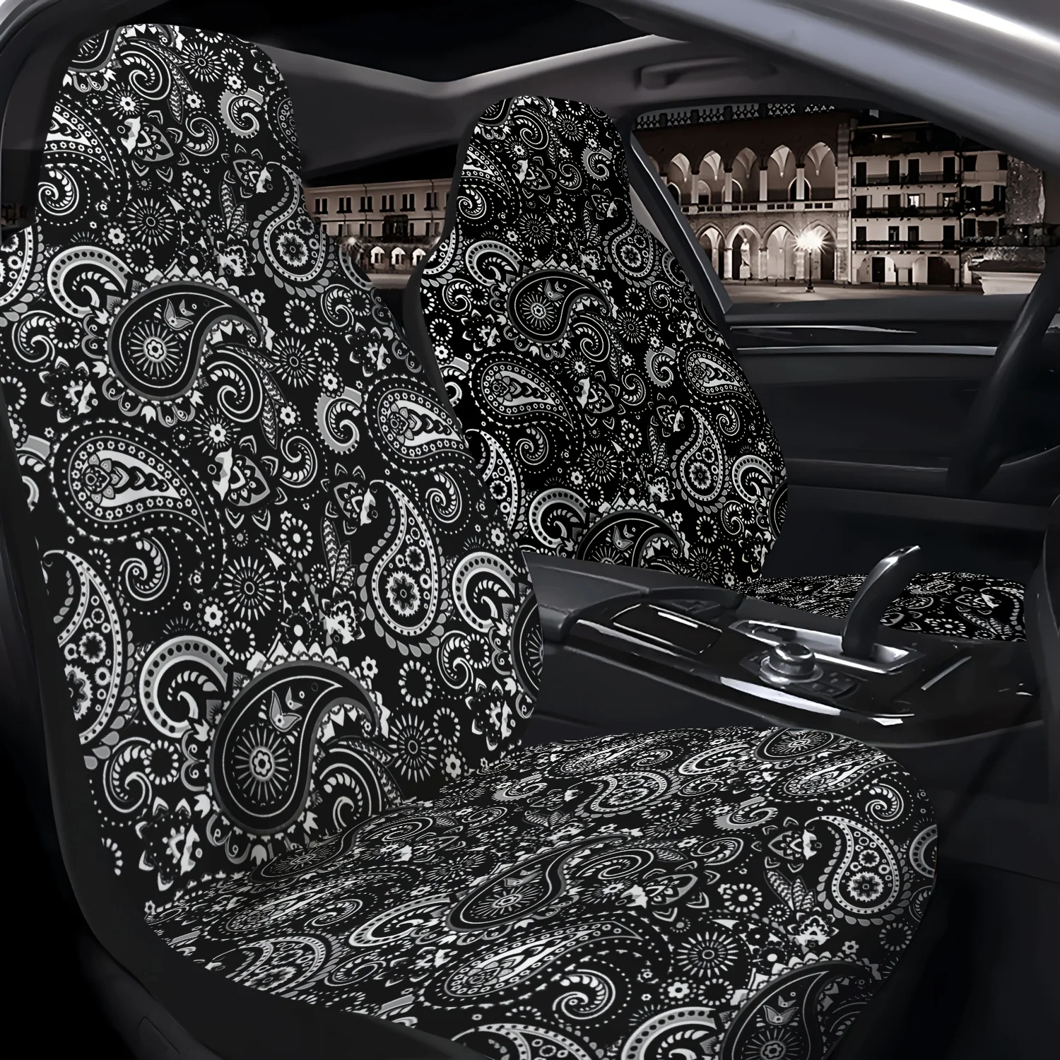 2pcs Paisley Pattern Car Seat Covers, Cute Car Interior Seat Accessories Front Seat Protectors For Cars, Trucks, Vans, SUVs, Sed