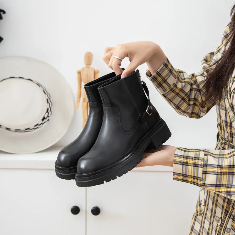 

Зимние женские ботинки из коровьей кожи, черные модные повседневные новые дизайнерские туфли, женские корейские теплые ботильоны высокого качества