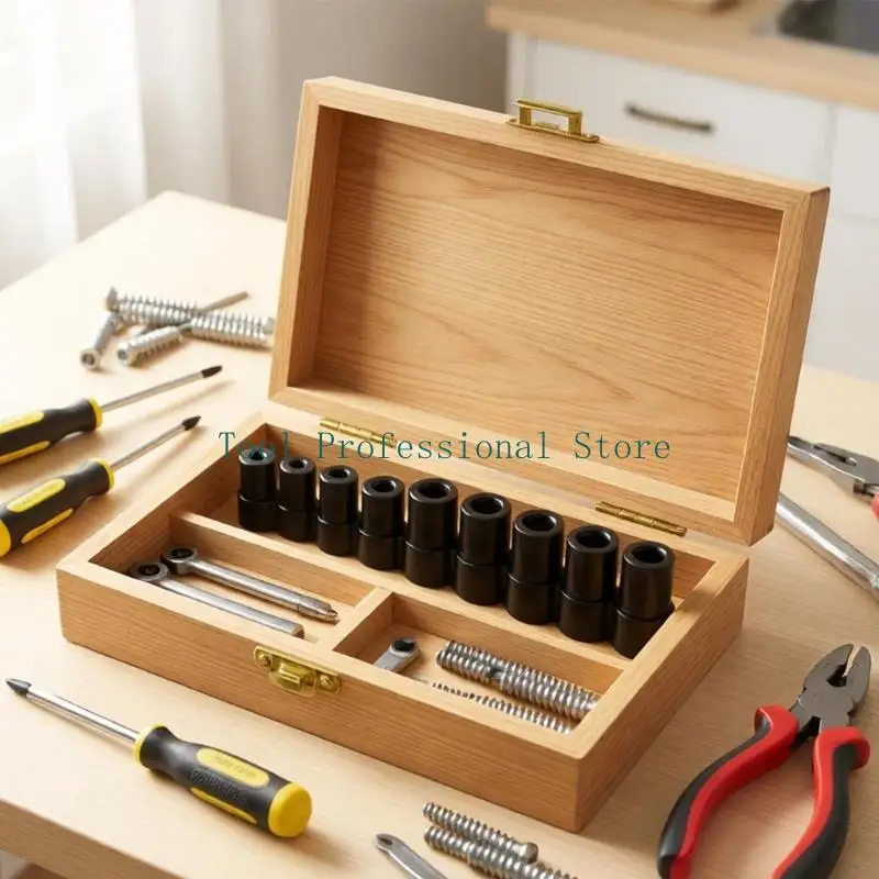 57QF 8 Pieces Steel Tap Driver Set  for 1/4inch 3/8inch Drive Manual Thread Work in Machinery Repair, Equipment Assembly, and