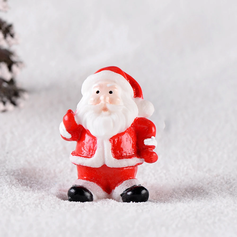 12pcs Christmas Santa Claus Miniature Figurines Resin Embellishment Christmas House Decoration Snow Globe Figurines Claus