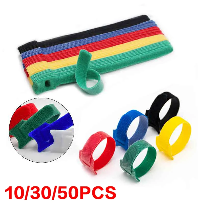 

10/30/50PCS Reusable Hook and Loop Cable Ties Fastening Straps Multi-Purpose Wire Organizers for Computer/TV/Electronic Devices