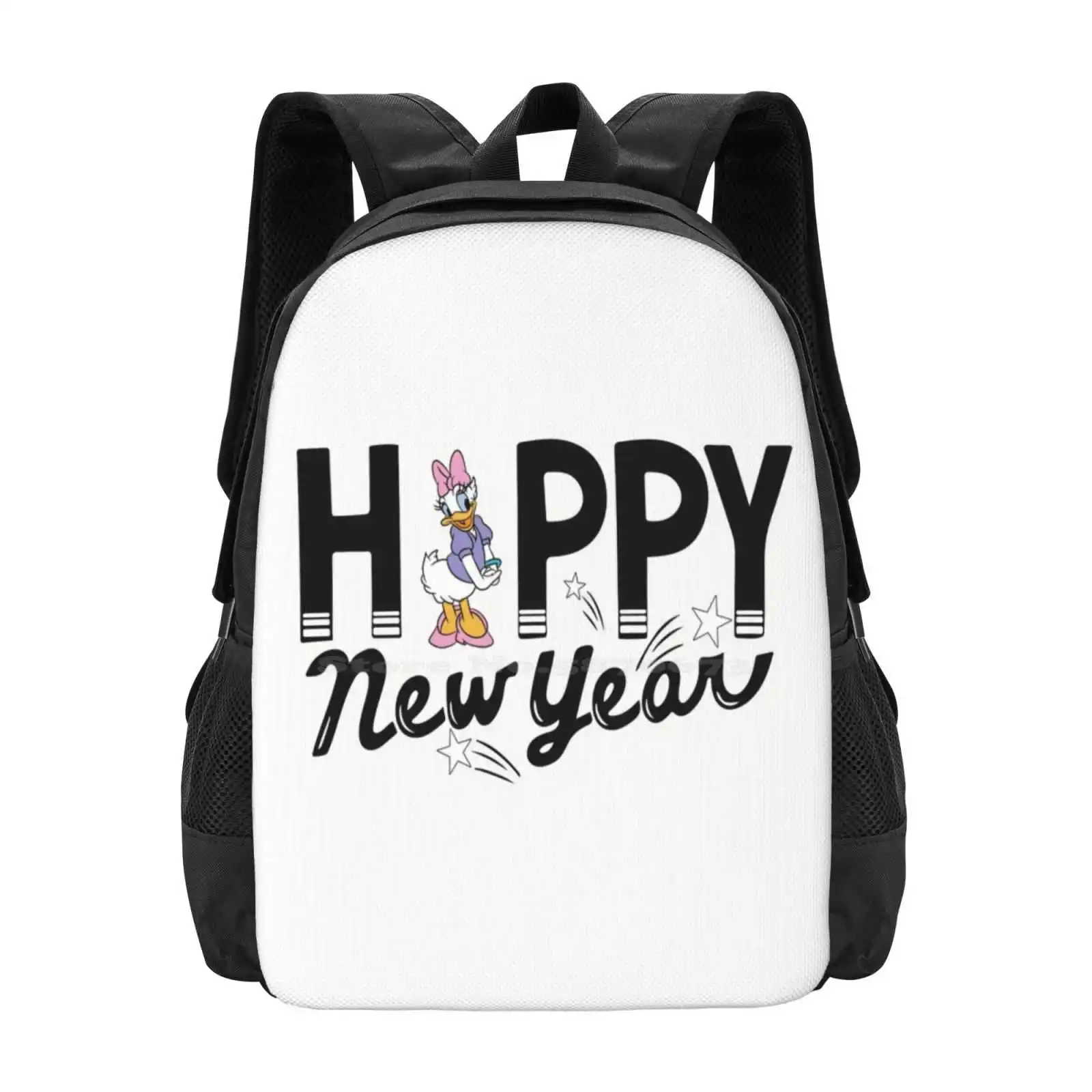 Happy New Year Daisy Duck Pattern Design Bag Student'S Backpack Daisy Duck Cute Daisy New Year Holiday Winter Party Cheer