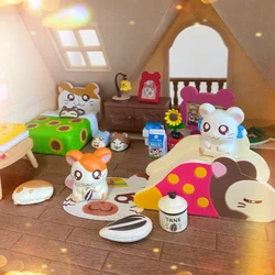 Re-Ment Genuine Hamtaro Room Anime Miniature Model cute mini Bedroom furniture hamster Figure Toys Kids Gift Collection Ornament