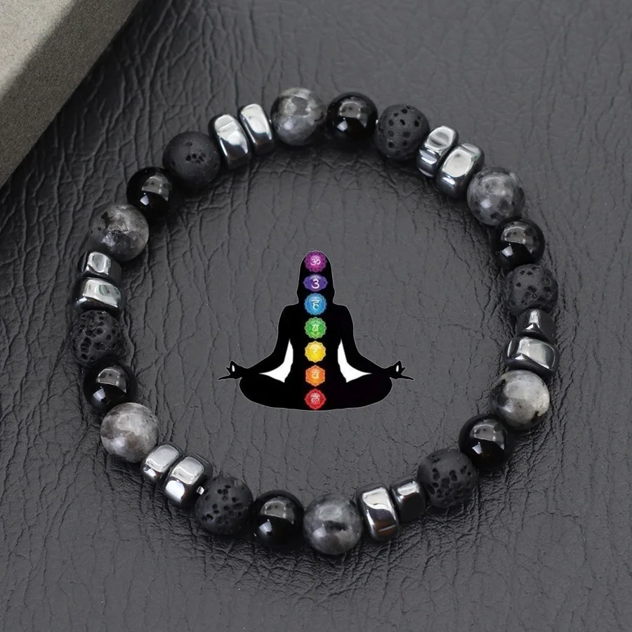 Bracelet de guérison en hématite irrégulière pour homme, Premium, lave naturelle, yeux de tigre, accessoires de méditation et de Yoga