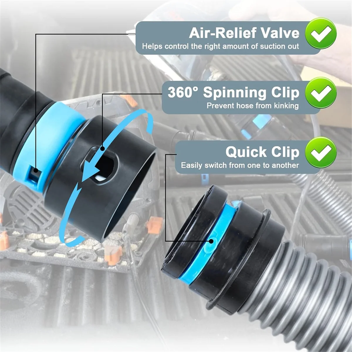 Zestaw węża do odsysania pyłu ABNJ 1 1/4 cala x 10 stóp do domu i odkurzaczy z 5 adapterami do elektronarzędzi stolarskich