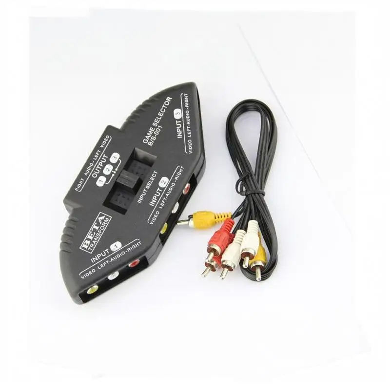 3 In 1 Out Audio/Video Splitter With AV Cable Selector For DVD/VCD/VCR Three-Way Splitter Audio/Video Converter