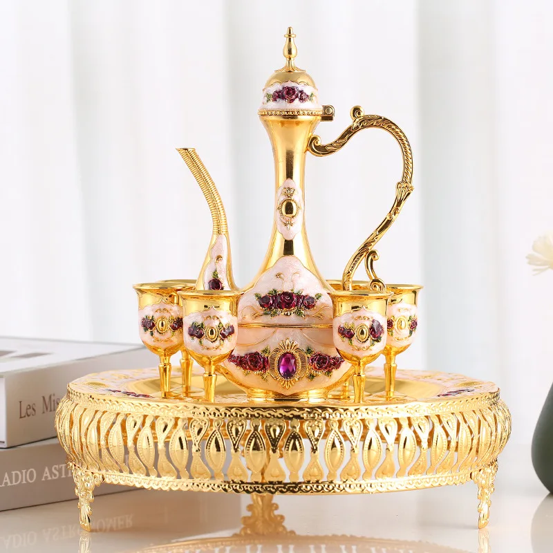 High-end Baijiu wine set gift box hand-painted wine jug wine glass household ornament gift